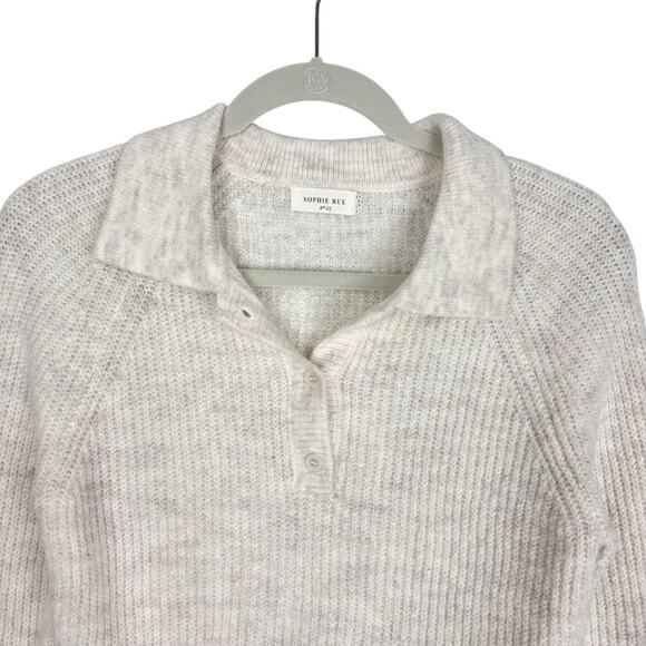 Sophie Rue Heathered Ivory Knit Henley Pullover Sweater Sz XS Classic Cozy - Picture 4 of 9